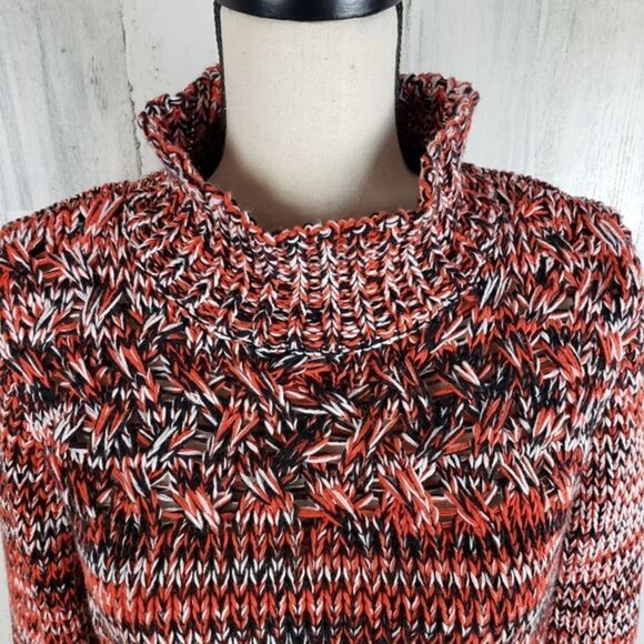 Loft Verigated Mock Neck Chunky Knit Sweater Sz M - Picture 4 of 9